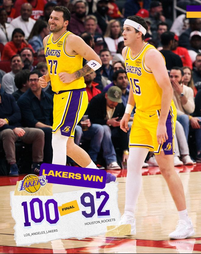 湖人逆转火箭锁定西部第三 东契奇36分助队豪取